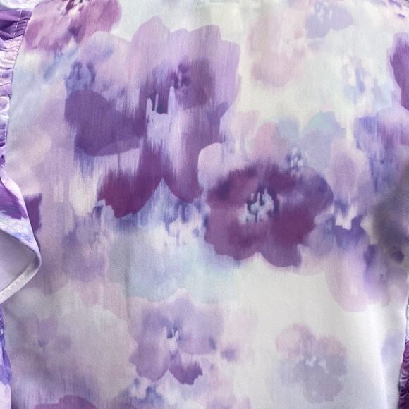 FOR LOVE & LEMONS Zinnia Lilac Floral Ruffled Blouse Romantic Spring Chiffon - S - Picture 8 of 13